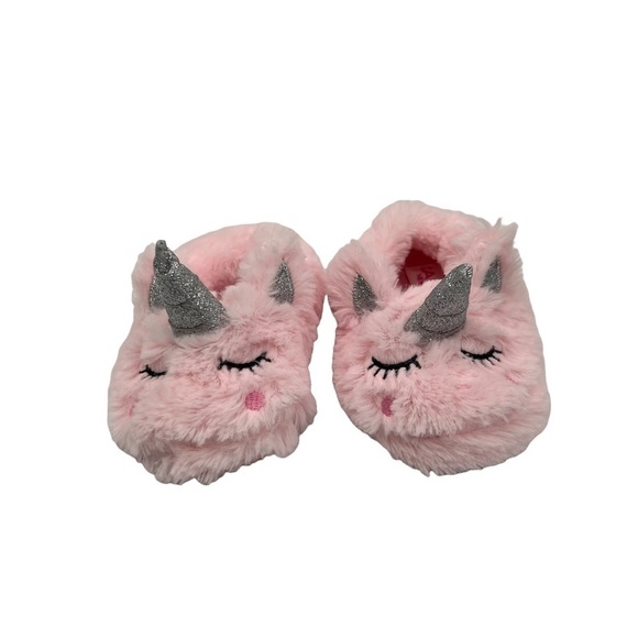 Capelli Of New York Pink Faux Fur Slip On Unicorn Slippers Size S Toddler Girl - Picture 3 of 9